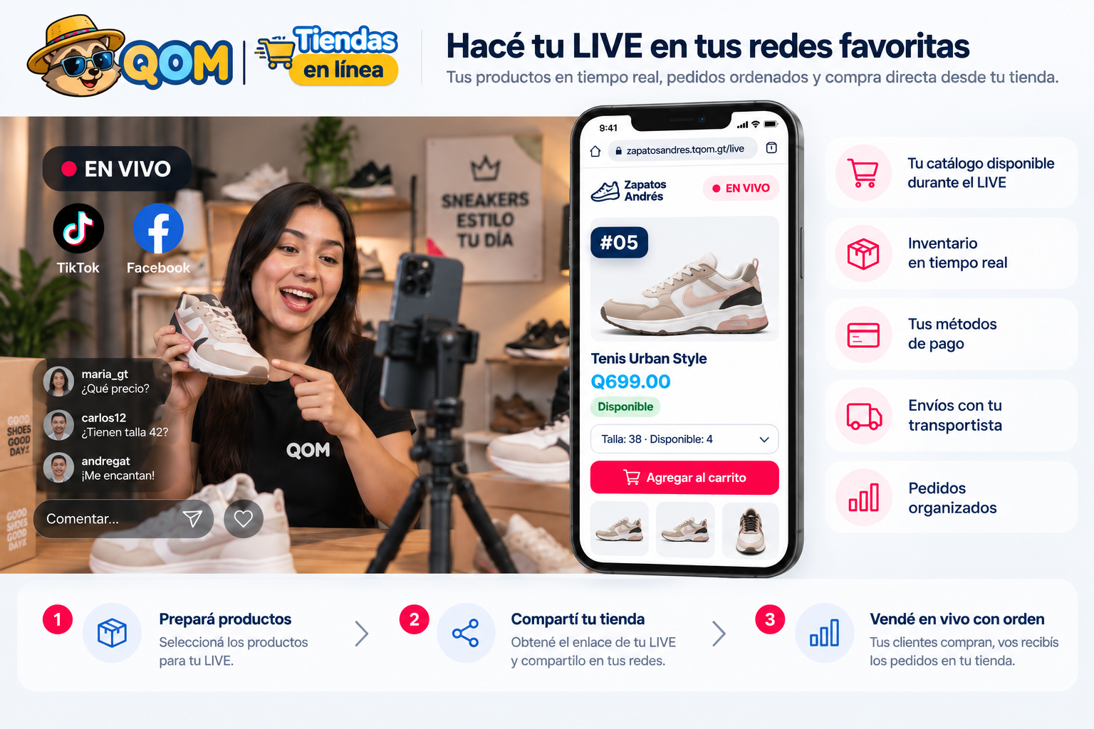 Cómo funciona TQOM LIVE en escritorio